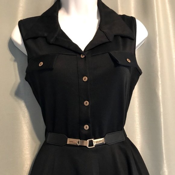 Lovely Day black dress with collar and belt - Picture 8 of 9